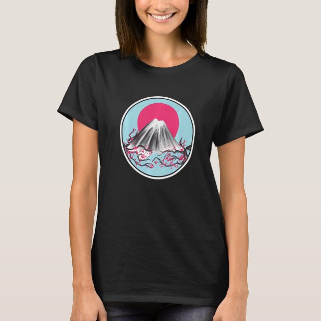 T-shirt Cherry Blossom Japonais Drapeau Drapeau Sakura Arb (Devant)