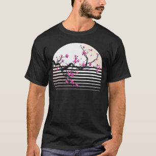 T-shirt Cherry Blossom Japonais Retro Sunset Sakura Tree