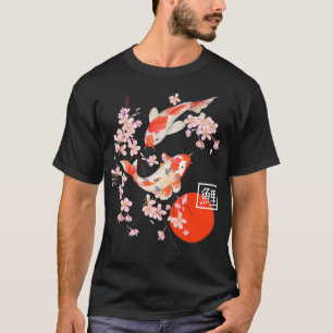 T-shirt Cherry Blossom Koi Carp Fish Japanese Sakura Graph