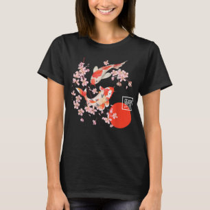 T-shirt Cherry Blossom Koi Carp Fish Japanese Sakura Graph