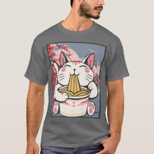T-shirt Cherry Blossom Ramen Cat Kawaii