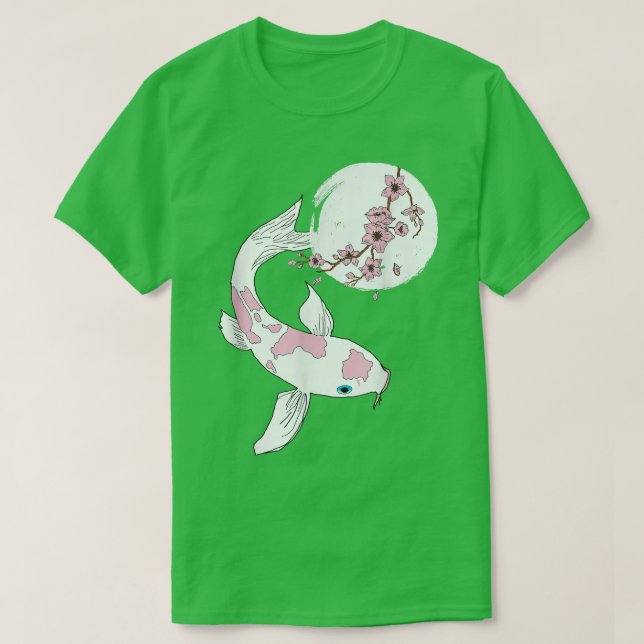 T-shirt Cherry Blossom Sakura Tree Koi Carp Pink Flower Tr (Design devant)