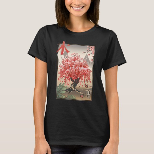 T-shirt Cherry Blossom Sakura Tree Mt Fuji Japon (Devant)