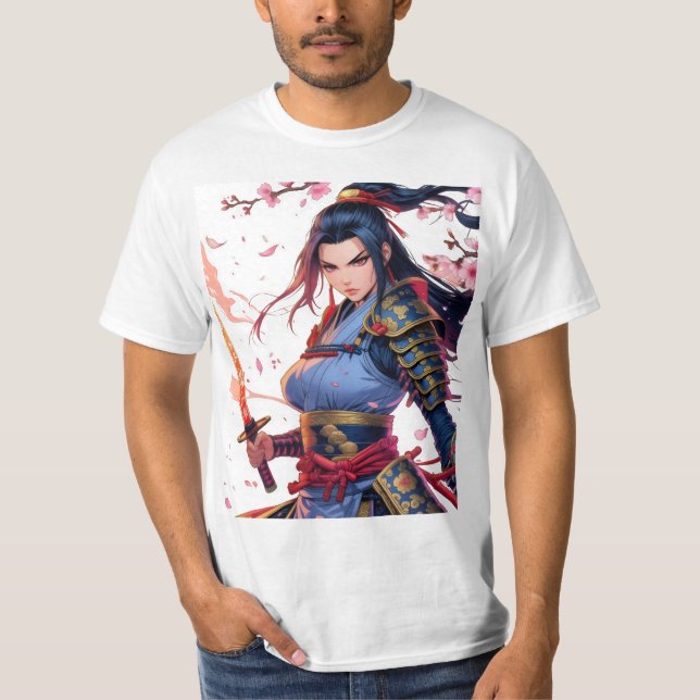 T-shirt Cherry Blossom Samurai Katana Guerrier Anime 🌸 ⚔️ (Devant)