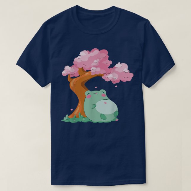 T-shirt Cherry Blossom Tree Sakura Cute Frog Kawaii Japane (Design devant)
