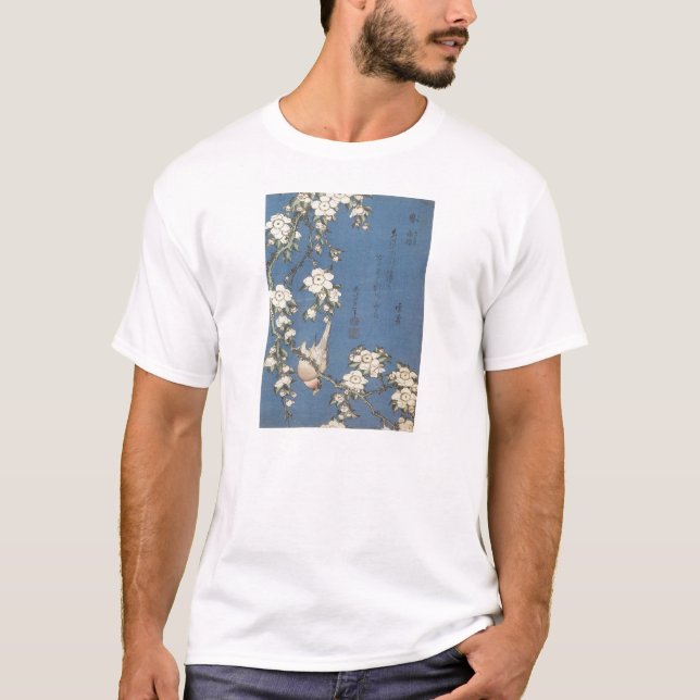 T-shirt Cherry et Bullfinch, Hokusai, 1834 (Devant)