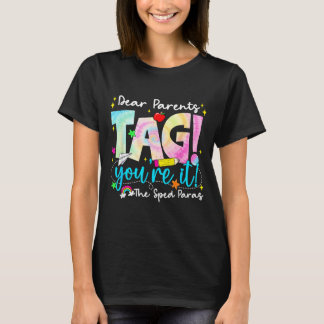 T-shirt Chers parents Tag Amour Sped pour Dernier jour d'é