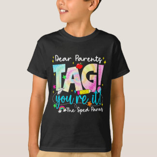 T-shirt Chers parents Tag Amour Sped pour Dernier jour d'é
