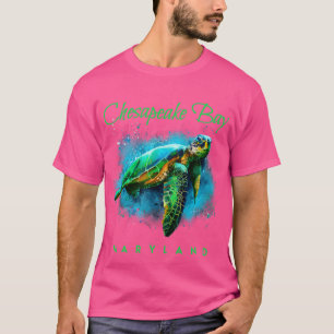 T-shirt Chesapeake Bay Maryland Aquarelle Tortue de mer