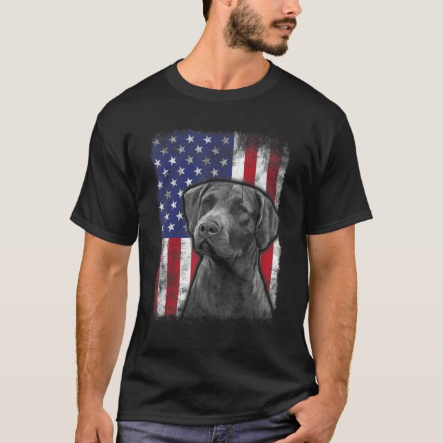 T-shirt Chesapeake Bay Retriever American Flag Patriotic D (Devant)