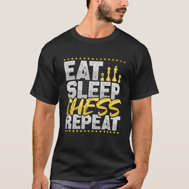 T-shirt Chess Eat Sleep Repeat Chess Board Chess Hobby Che (Devant)