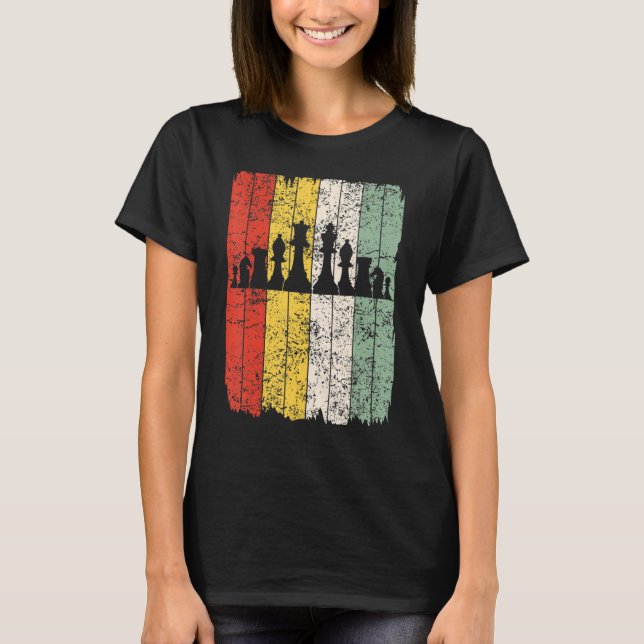T-shirt Chess Game Pieces Board Game Player Retro (Devant)