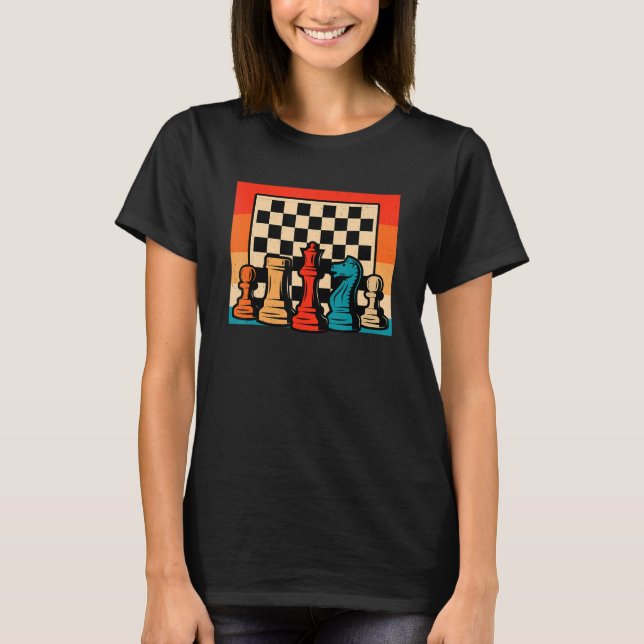 T-shirt Chess Retro Graphic Chess Player Checkmate Board G (Devant)