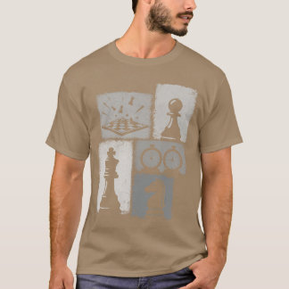 T-shirt Chess Vintage Collage Player Grandmaster Board Gam