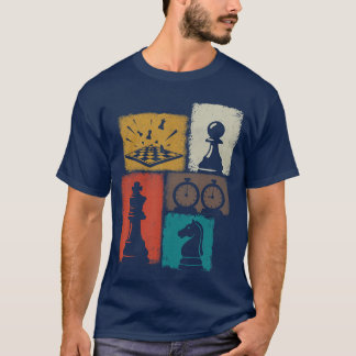 T-shirt Chess Vintage Collage Player Grandmaster Board Gam