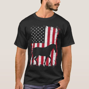 T-shirt Cheval 4 juillet Chemise Américaine Drapeau