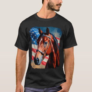T-shirt Cheval 4 juillet Cheval patriotique Drapeau améric