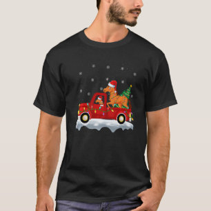T-shirt Cheval à cheval camion rouge Noël lumières de l'ar