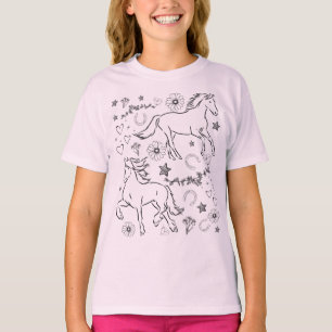T-shirt Cheval à colorier Doodle