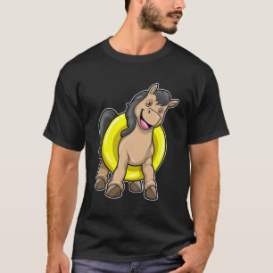 T-shirt Cheval à la plage avec anneau de natation