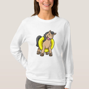 T-shirt Cheval à la plage avec anneau de natation