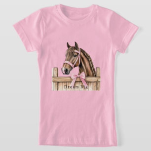 T-Shirt Cheval à ruban rose