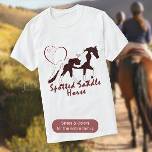 T-shirt Cheval à selle tacheté Silhouette Coeur équestre