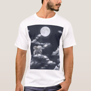 T-shirt Cheval ailé blanc : ciel illuminé par la lune.