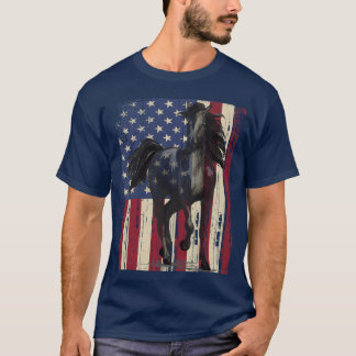 T-shirt Cheval américain Drapeau Équitation équitation Che