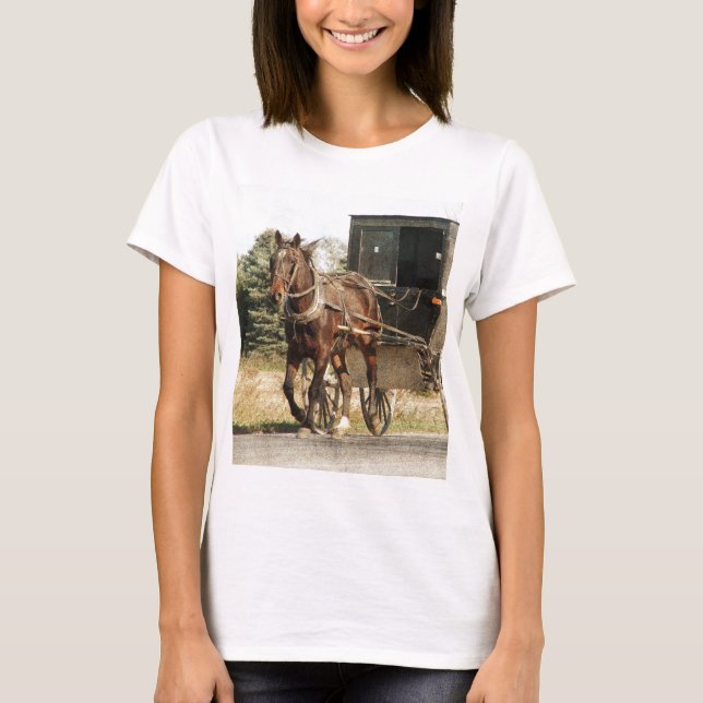 T-shirt Cheval Amish et Buggy (Devant)