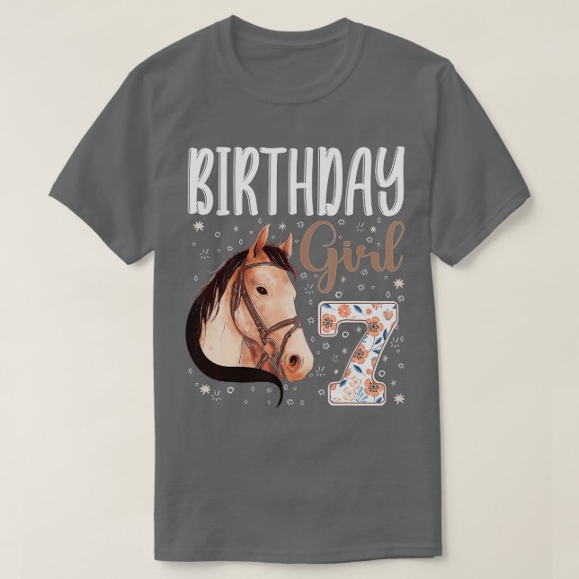 T-shirt cheval Amoureux des animaux 7e anniversaire fille  (Design devant)