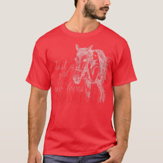 T-shirt Cheval Amoureux Fille Cheval Équitation Cheval