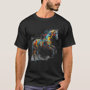T-shirt Cheval Amoureux oeuvre d'art Animal Géométrique Mo