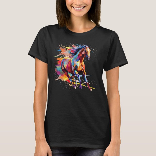 T-shirt Cheval andalou coloré Splash Art (Devant)