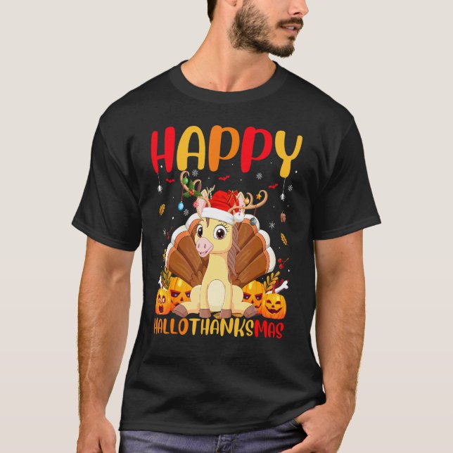 T-shirt Cheval Animal  Cheval heureux Hellothanksmas (Devant)
