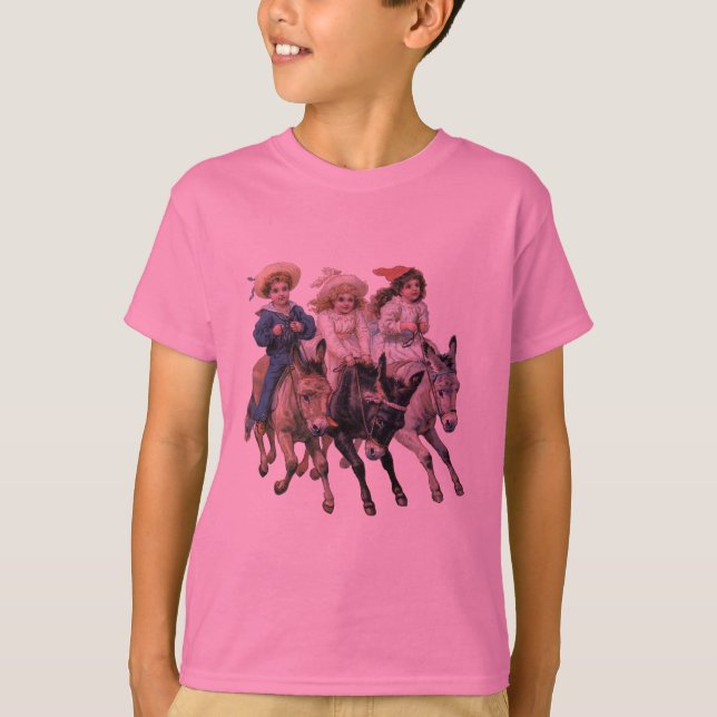 T-shirt Cheval antique poney enfants art (Devant)
