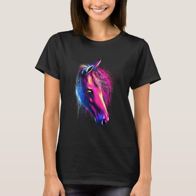 T-shirt Cheval Aquarelle Peinture Arts (Devant)