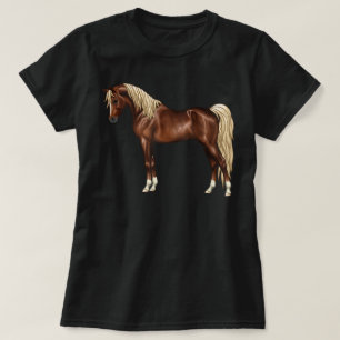 T-shirt Cheval arabe égyptien à crinière châtaigne foncé f