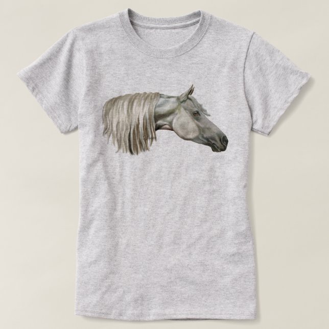 T-shirt Cheval arabe gris équin (Design devant)