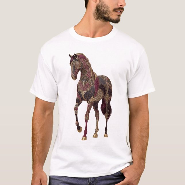 T-shirt Cheval arabe royal orné (Devant)