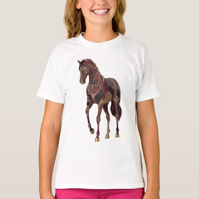 T-shirt Cheval arabe royal orné (Devant)
