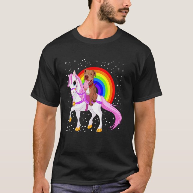 T-shirt Cheval arc-en-ciel Pitbull (Devant)