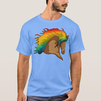 T-shirt Cheval aux Cheveux Arc-en-Ciel