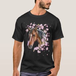 T-shirt Cheval aux fleurs de cerisier Cheval Brun Cheval F