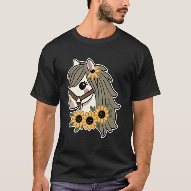 T-shirt Cheval aux Fleurs Joli Cheval de Selle (Devant)