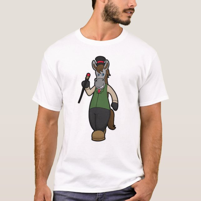 T-shirt Cheval avec Casquette & Canne (Devant)