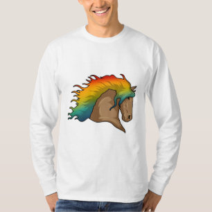 T-shirt Cheval avec cheveux arc-en-ciel