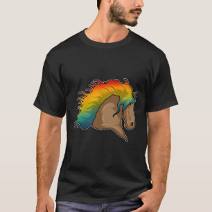 T-shirt Cheval avec cheveux arc-en-ciel