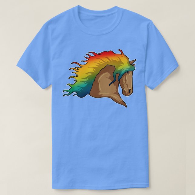 T-shirt Cheval avec cheveux arc-en-ciel (Design devant)