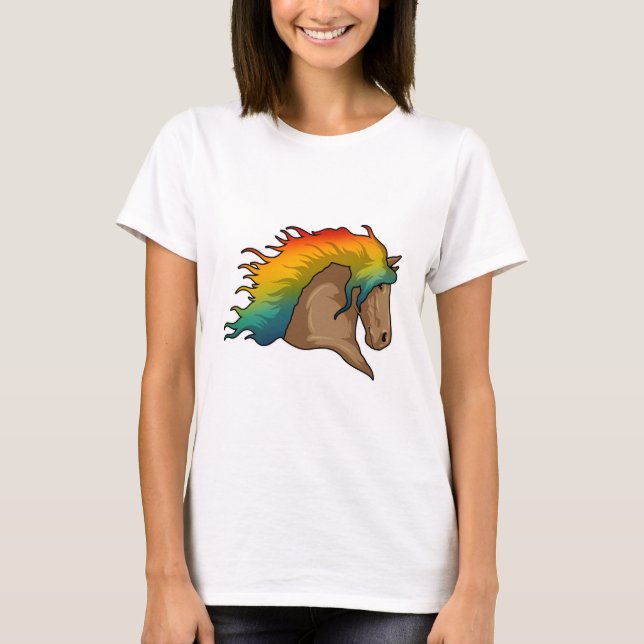 T-shirt Cheval avec cheveux arc-en-ciel (Devant)